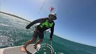 Lightwind 15knot downwind foiling 6 minutes of raw uncut POV with Telemetry overlay data!