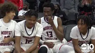 The Modesto Christian Crusaders hold off the Sheldon Huskies to win the Div. I Section Championship
