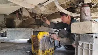 Under Mercedes BUS Gearbox Restoration || how to rebuild broken transmission with basic tools