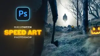 Spooky Halloween Photoshop Speed Art | Creepy Digital Art Process 🎃👻