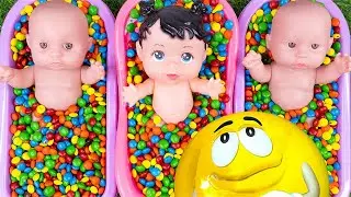 5 Minutes Satisfying Video Mixing Funny Candy ASMR & Make Up in 3 Bathtubs with Magic M&M s Slime