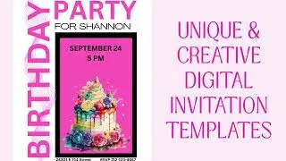 Pink birthday party invite, girls' birthday party invitation template,colorful birthday party invite