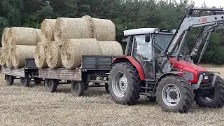 Zwożenie słomy 2024 Massey Ferguson 4235 & Faucheux F200 & Autosan D47 Żniwa 2024