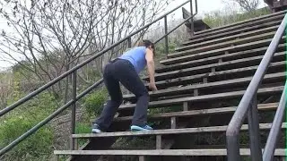 In Motion: Staircase Workout - Burpees, pushups with step-ups