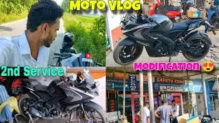 Moto Vlog 🎥 | RS200 2nd Service | Modification 😍 | Pulsar Rs200 Bike Vlog 