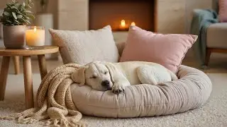 12h Dog Deep Sleep Fire Ambience🎵 Cozy Fireplace for All-Night Calm