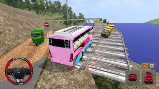 Tata Old Bus Mod | Indian Traffic Damaged Wooden Bridge Off-road Drive 😱 | Bus Simulator Indonesia 