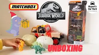Unboxing Matchbox Jurassic World Total Tracker Team Set | Jurassic Park Jeep | Kids Christmas Gift