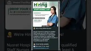 Nusrat Hospital jobs available for Bsn & LHV #best #jobs #bsn #lhv #hiring2025 #nusrat #hospital