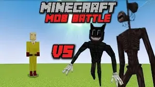 Saitama VS Siren Head and Cartoon Cat(Trevor henderson by GOJI DRAW) | Minecraft Mob Battle