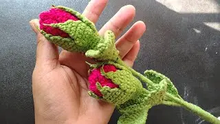 Crochet rose flower bud tutorial 🌹