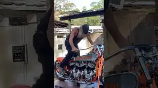 Kick Start Harley Davidson with 2 Engines. #harleydavidson #harleylife #custombike #enginesound