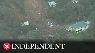 Cyclone Gabrielle: Aerial footage shows New Zealand neighbourhoods destroyed by landslide