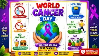 World Cancer Day Drawing | World Cancer Day Poster Making | Cancer Awareness Drawing Easy