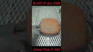 Cleaning Cast Iron Pan by sandblasting with Glass Beads - Before and After, Satisfying