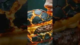 Girl eating lava burger with cheese🥵#YouTubeFantasy CreativeEats#LavaBurgerMagic#FantasyFoodie