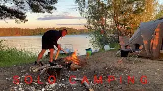 Уехал один на природу, поймал рыбу, приготовил уху [独自露营, solo camping ](эпизод 4) [4К]