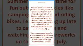 🔥 Summer 🏝️🌞.      My favorite season 🏖️.  I can read 📖 #subscribe