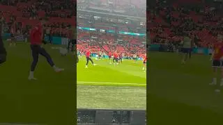 Kyle Walker, Phil Foden, and Eze doing keepy-ups together before Latvia game at Wembley