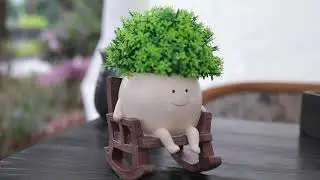 Face Flower Pots Plants Rocking Chair Planters Funny Succulent Planter Cute Resin Pots - Camotank