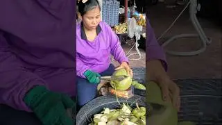 So awesome! Amazing coconut fruit cutting skills! 🌴🥥