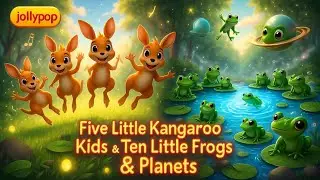 Five Little Kangaroo Kids & Ten Little Frogs 🦘🐸 | Cartoon Rhymes for Kids | Jollypop Nursery Songs