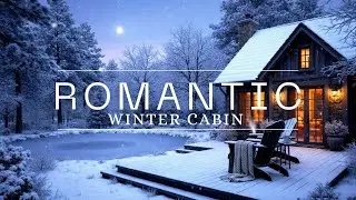 Romantic Winter Cabin Ambience ❄️ Falling Snow & Warm Lights | Relaxing Guitar Music