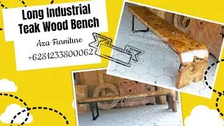 Long Industrial Teak Wood Garden Bench | Aza Furniture