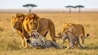 🦁 Male Lion and Lioness End Leopard Mother and Cub Legacy In the Wild