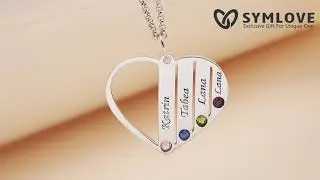 Heart Family Personalized Name Necklace 4 Names