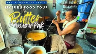 Trying Unique Butter Mysorepak at legendary Indira cafe Paras | Mysuru Food Tour #mysorepak