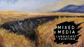 Mixed-Media Landscape Painting Tutorial #mixedmediaart #landscapepainting