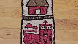 Vintage African Woven Table Runner or Wall Art in Cream, Red, Brown, @thepersianknot , SKU 2051