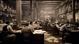 ✨ Newspaper Editorial Office in the 1920's with Jazz playing on the Radio【Office Ambience】