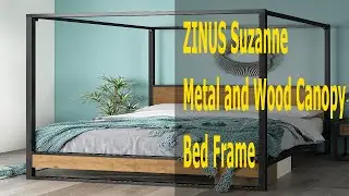 ZINUS Suzanne Metal and Wood Canopy Platform Bed Frame / No Box Spring Needed / Wood Slat&hellip;