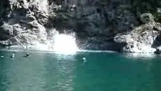 Jumping off cliff in Oregon