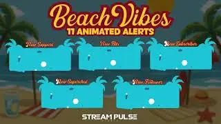 🌴 Beach Vibes Stream Overlay Package &ndash; Relaxing Tropical Ocean-Themed Setup 🌊 | Stream Pulse