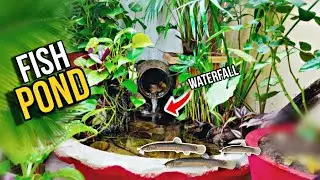 I Built a Simple Waterfall Fish Pond in My Backyard || How to Make fish pond || fish pond