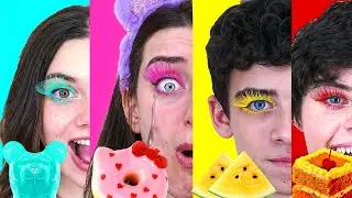 MANGIAMO SOLO CIBO DEL COLORE DELLE CIGLIA CHALLENGE!!!