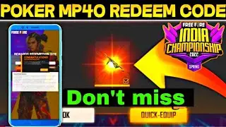 poker mp40 redeem code | free fire poker mp40 redeem code | poker mp40 ka redeem code today