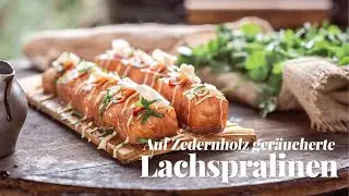 Lachspralinen auf Zedernholz ger&auml;uchert | Rezept | Big Green Egg