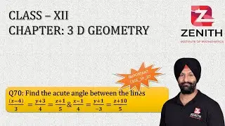 Find the acute angle between the lines ((x-4))/3  =(y+3)/4=(z+1)/5&(x-1)/4=(y+1)/(-3)........Q70