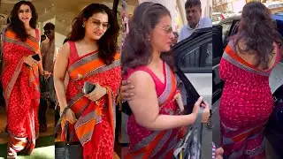 2 Months Pregnant Kajol worried about her Weight Gain seen Uncomfortable in Saree