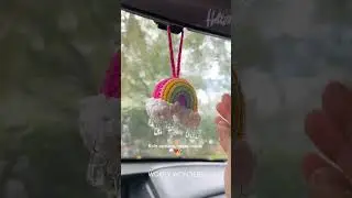 Rain outside, rainbow inside 🌧️🌈 #woolywonders #caraccessories #carcharm