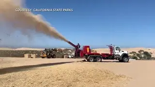 State Parks using hay bales to help control dust at the Oceano Dunes