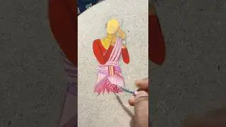 Assamese traditional dress ❤️ ! #art #assamese #painting #youtubeshorts