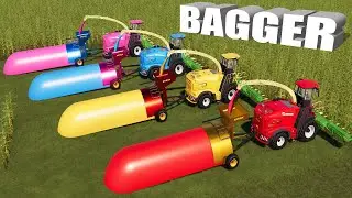 KING OF BAGGER! CORN SILAGE MAKING w/ MULTI-PORTABLE SILO! FILL & EMPTY! |FS19