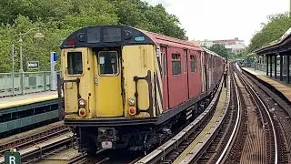 R62a/R33 Redbird transfer train passing by Jackson Avenue