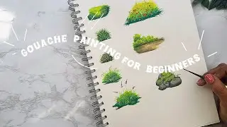 Easy gouache painting for beginners | Relaxing grass gouache painting |Easy tutorial for beginners 