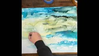 Lifting paint off the canvas to make ghosts of water lilies #loosewatercolor #canvaspaintingideas
